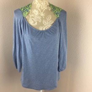 Vintage NWT American Eagle Blue Green Neon Floral Top cutout Women’s size Medium